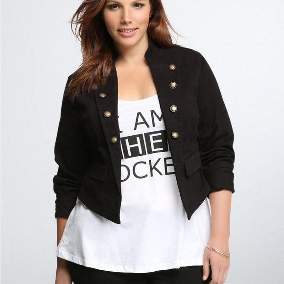 torrid Jackets & Blazers - 🪖Women's torrid Tailored Cropped Black Military Jacket, Pre-owned, Size 1/XL